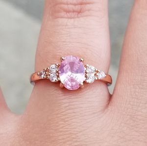 COPY - Rose quartz gemstone rose gold 925 silver ring 8